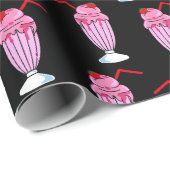 ロカビリー50sダイナーピンクミルクシェイク誕生日 ラッピングペーパー (ロールコーナー)