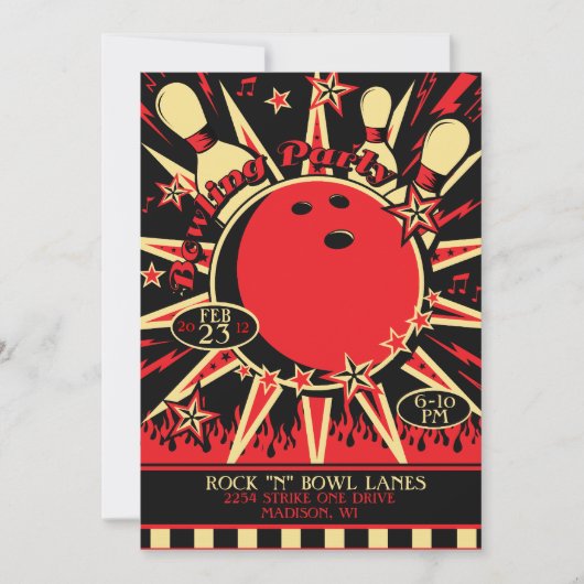 ロカビリー ボウリング パーティー ご招待 招待状 (正面)