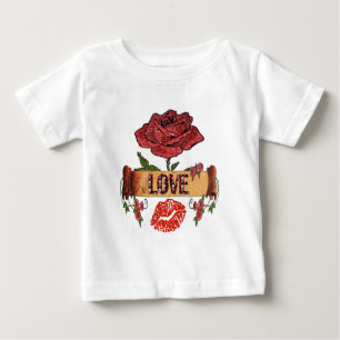ロカビリー・ローズ、愛と口紅 ベビーTシャツ