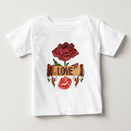 ロカビリー・ローズ、愛と口紅 ベビーTシャツ (正面)