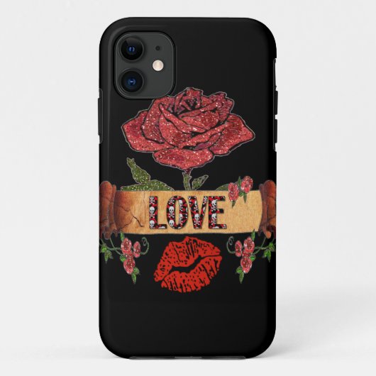 ロカビリー・ローズ、愛と口紅 Case-Mate iPhoneケース (裏面)