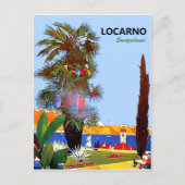 ロカルノ海岸，ヤシの木，スイス，ヴィンテージ ポストカード (正面)