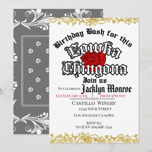 ロカ チンゴーナ チョラ 誕生日パーティー招待状 招待状 (正面/裏面)