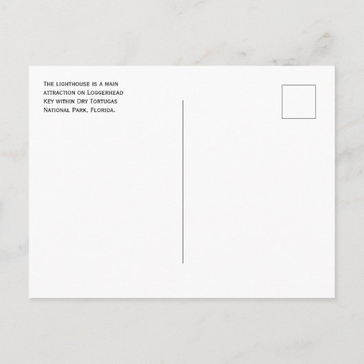 ロガーヘッドキー灯台、ドライ・トルトゥガス国立公園 ポストカード (裏面)