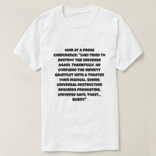 ロキについてのAIジョークは宇宙を破壊しようとする Tシャツ