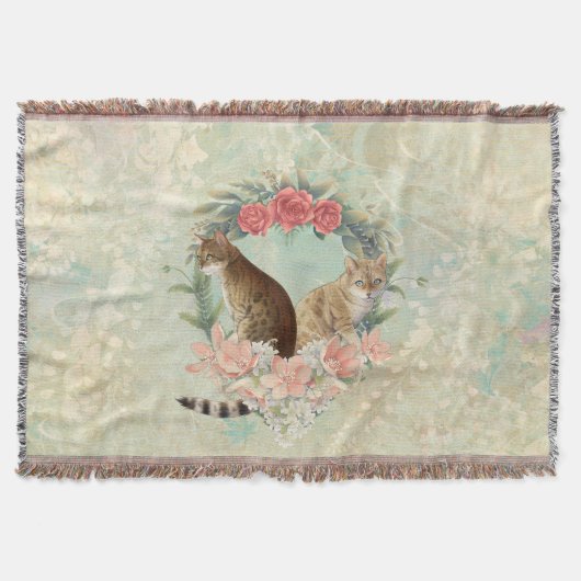 ロキの仲間：ミカと千鳥ベンガル猫 スローブランケット (正面)