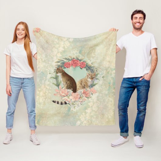 ロキの仲間:ミカと千鳥ベンガル猫 フリースブランケット (インサイチュ)