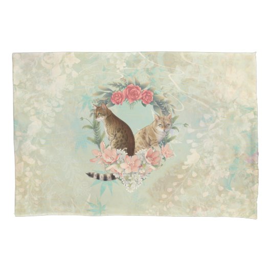 ロキの仲間：ミカと千鳥ベンガル猫 枕カバー (正面)