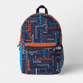ロキパーソナライズされたエ名blue gray orange プリントバックパック (正面)
