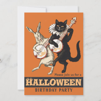 ロギッシュ猫うさぎCC1156ハロウィーン誕生日パーティー 招待状