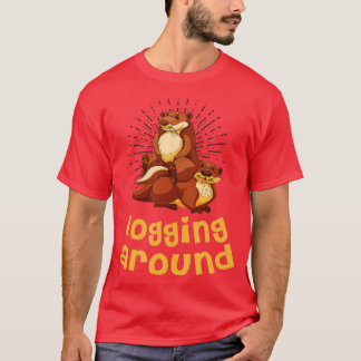 ロギングオのまわりにッター恋人シーアニマルズシーオッター Tシャツ