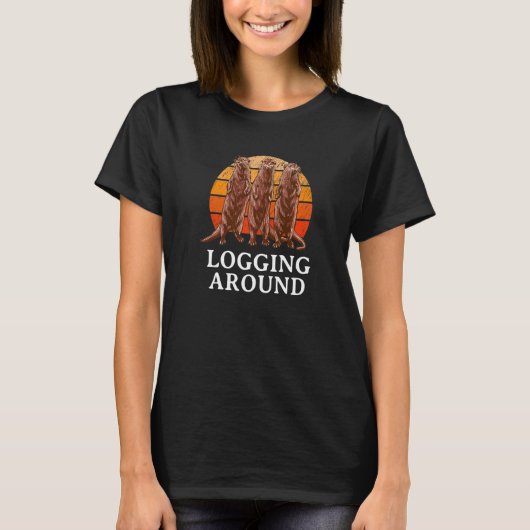 ロギングオのまわりにッター海洋動物海オーター1 Tシャツ (正面)