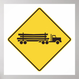ロギングトラック道路標識 ポスター