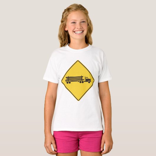 ロギングトラック道路標識 Tシャツ (正面フル)