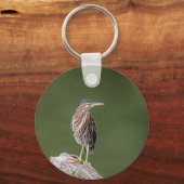 ログに緑のヘロン キーホルダー (正面)