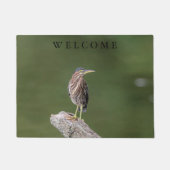 ログに緑のヘロン ドアマット (正面)