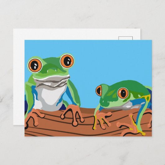 ログに記録されたデジタルアートツリーカエル ポストカード (正面/裏面)