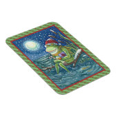 ログのカエルは、ハート、かわいいおもしろいクリスマスを暖める マグネット (右側)