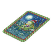 ログのカエルは、ハート、かわいいおもしろいクリスマスを暖める マグネット (左側)