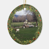 ログのクリスマスヤギ セラミックオーナメント (左)