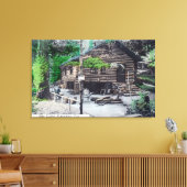 ログの外部ビューCabinCazadero, CA キャンバスプリント (インサイチュ (リビング))