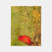 ログの（鳥）ショウジョウコウカンチョウ（オス） フリースブランケット (正面)