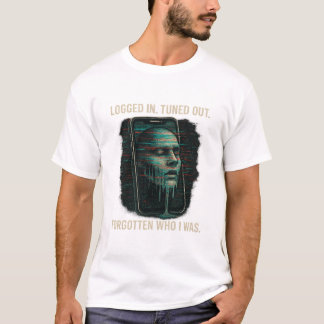 ログイン中、チューニングアウト – グリッチアイデンティティ技術芸術 Tシャツ
