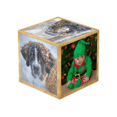 ログキャビパーソナライズされたン名フェイクウッドヴィンテージ フォトキューブ (裏面アングル)