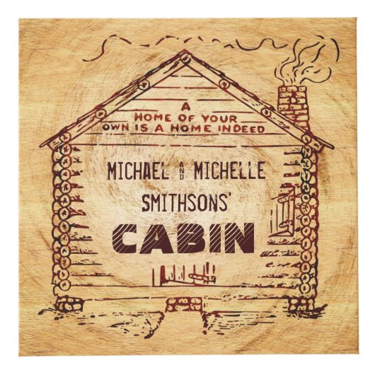 ログキャビパーソナライズされたン名フェイクウッドヴィンテージ フォトキューブ (正面)