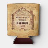 ログキャビパーソナライズされたン名フェイクウッドヴィンテージ 缶クーラー (正面)