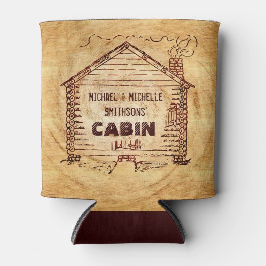 ログキャビパーソナライズされたン名フェイクウッドヴィンテージ 缶クーラー (正面)