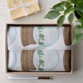 ログキャビンと木を備えた水彩雪の球体 薄葉紙 (ギフト)