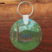 ログキャビンと木 キーホルダー (正面)