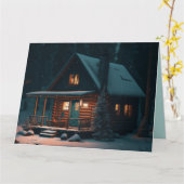 ログキャビンのクリスマスグリーティングカード カード (黄色い花)