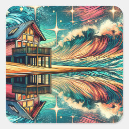 ログキャビンのビーチAi Art スクエアシール