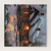 ログキャビンの木ジグソーパズル ジグソーパズル (横)