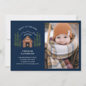 ログキャビンアウトドアスマン山の誕生日パーティー 招待状 (正面)