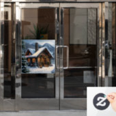 ログキャビンクリスマスウィンドウ ウィンドウサイン (オフィスドア)