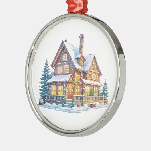 ログキャビンクリスマス メタルオーナメント (左)