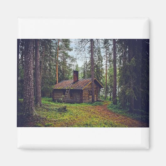 ログキャビンコテージハウスホームフィンランドランドスケープ マグネット (正面)