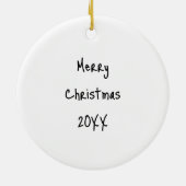 ログキャビンパーソナライズされたクリスマス セラミックオーナメント (裏面)