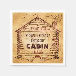 ログキャビンパーソナライズされたグフェイクウッド スタンダードカクテルナプキン