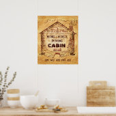 ログキャビンパーソナライズされたグフェイクウッド ポスター (キッチン)