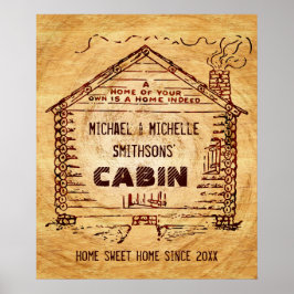 ログキャビンパーソナライズされたグフェイクウッド ポスター