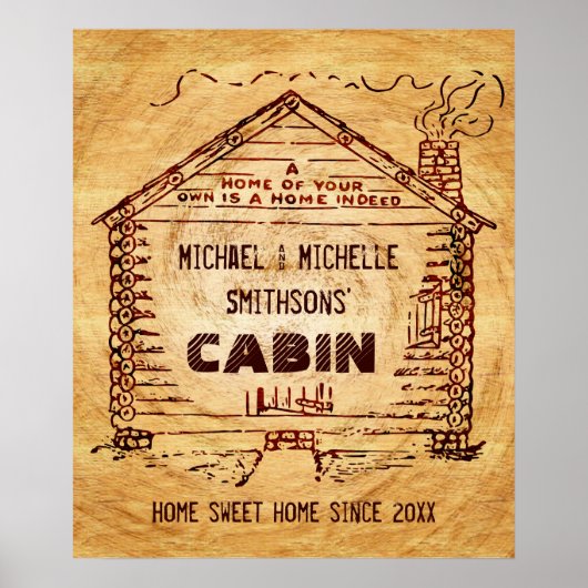 ログキャビンパーソナライズされたグフェイクウッド ポスター (正面)