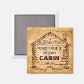 ログキャビンパーソナライズされたグフェイクウッド マグネット (正面/裏面)