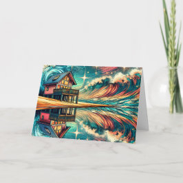 ログキャビンビーチアイアート誕生日 カード