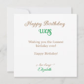 ログキャビン子供の誕生日付きテーマ カード (裏面)