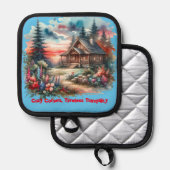 ログキャビン居心地の良いコーナー、時代を超越した静寂 | 鍋敷き (正面/裏面)