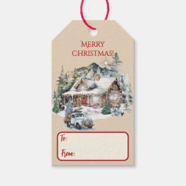 ログキャビン山のクリスマスプレゼントラベル ギフトタグ